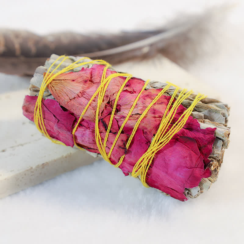 Red Rose Forget-me-not Colorful Daisy Smudge Stick for Home Cleansing Incense Healing Meditation Smudge Sticks Rituals - Image 6