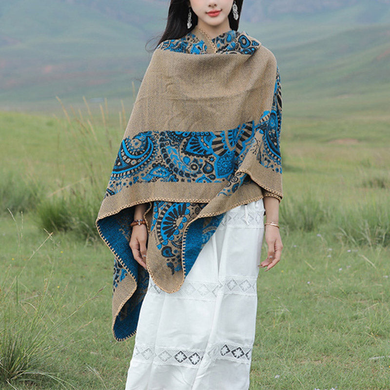 Tibetan Shawl Simple Pattern Winter Cozy Travel Scarf Wrap - Image 22