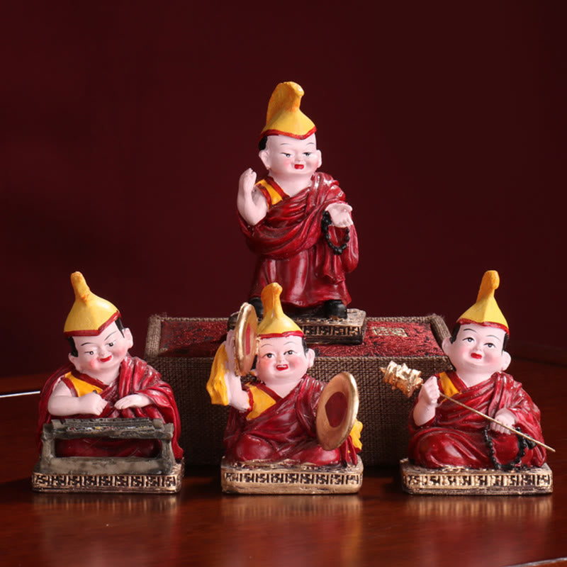 Hand Painted Tibetan Lama Figures Carved Creative Home Office Car Decoration Ornament
