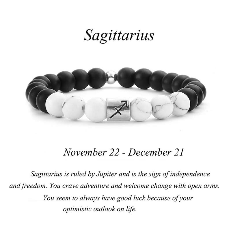 12 Constellations of the Zodiac Natural Frosted Stone White Turquoise Bead Fortune Bracelet - Image 7