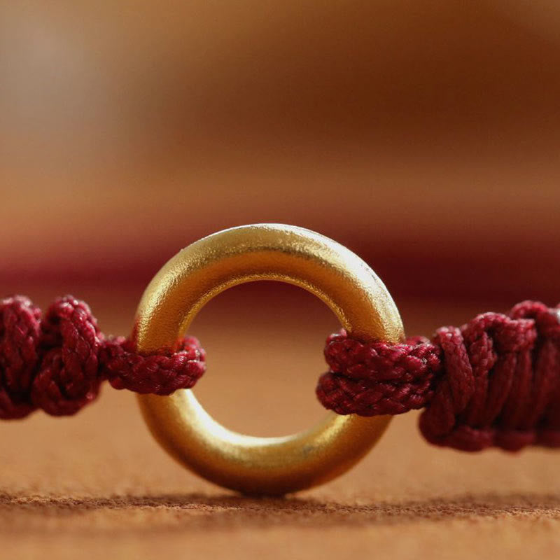 Alloy Peace Buckle Luck Red String Bracelet - Image 3