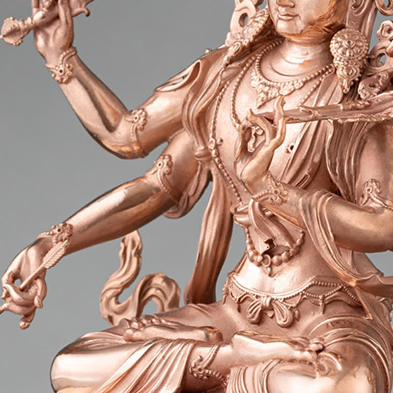 Four-armed Manjusri Bodhisattva Figurine Serenity Copper Statue Decoration - Image 8