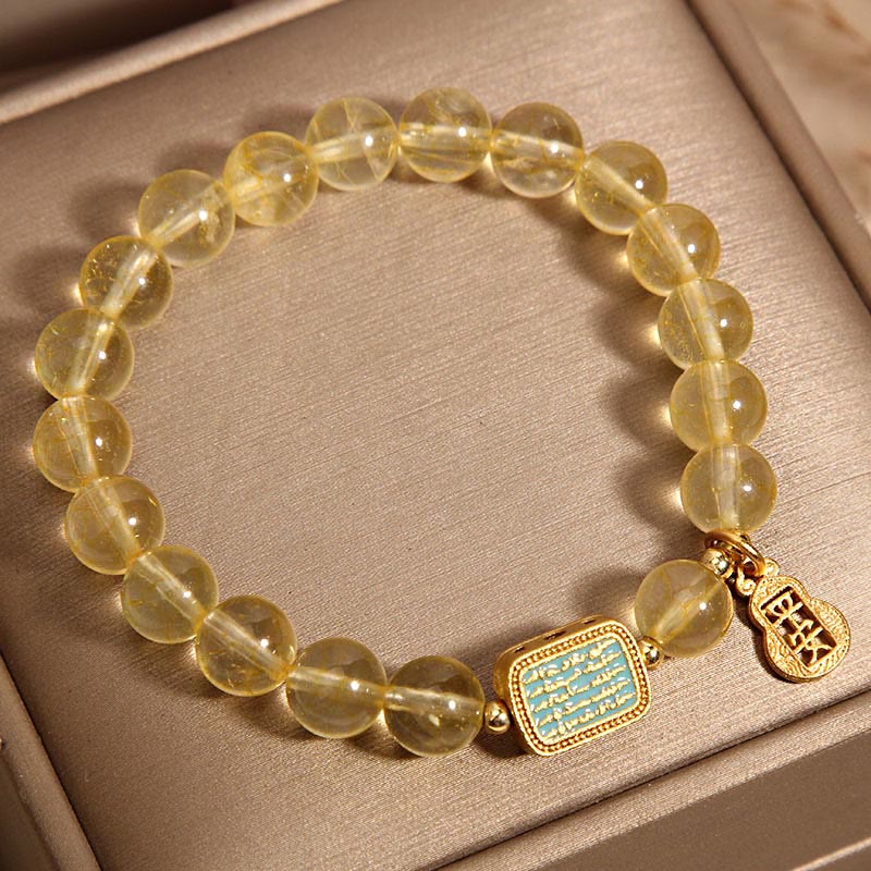 Natural Citrine Five Scriptures Generosity Bracelet - Image 5