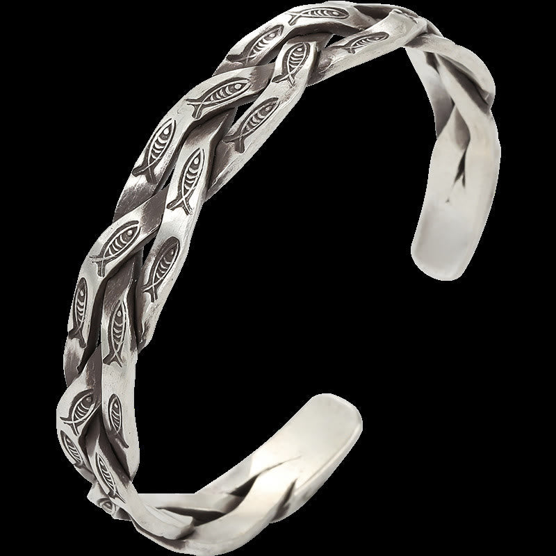 Koi Fish Twisted Design Luck Wealth Cuff Bracelet Bangle - Image 9