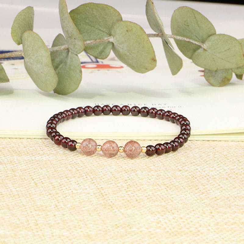 Natural Garnet Strawberry Quartz Calm Bracelet - Image 9
