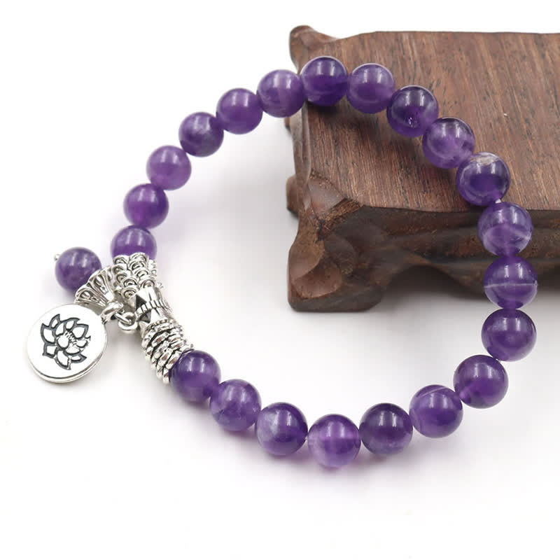 Amethyst Crystal Lotus Healing Balance Bracelet - Image 5