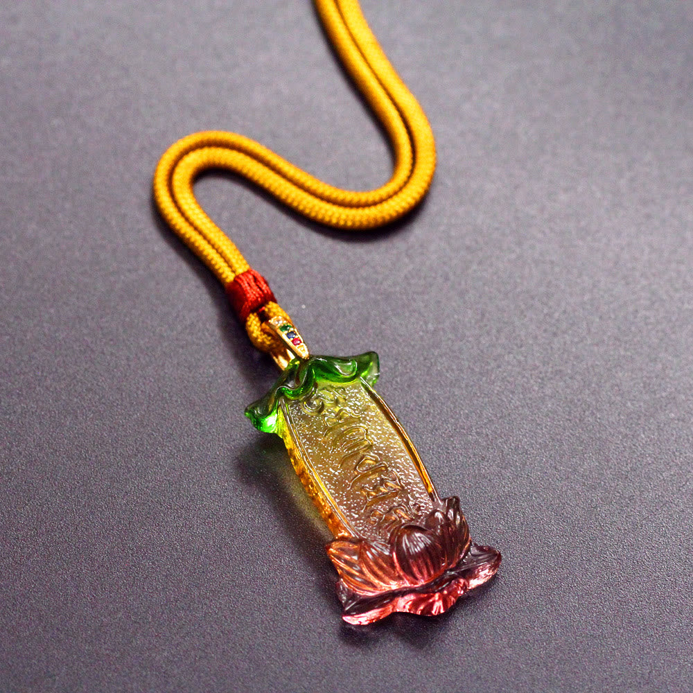 Buddha Liuli Lotus Six Character Om Mani Padme Hum Peace Necklace - Image 3
