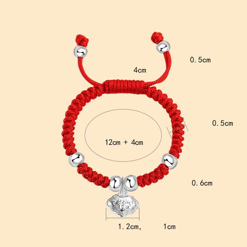 925 Sterling Silver Handmade Fu Character Lucky Money Bag Chinese Lock Charm Bell Lotus Copper Coin King Kong Knot Braided Kids Bracelet - Image 11