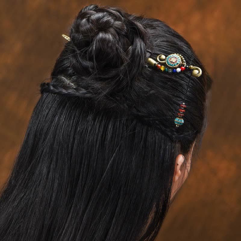 Tibetan Turquoise Agate Protection Hairpin Decorations - Image 5