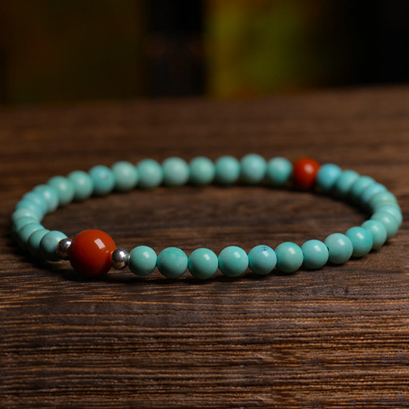 Turquoise Red Agate Bead Protection Bracelet - Image 4