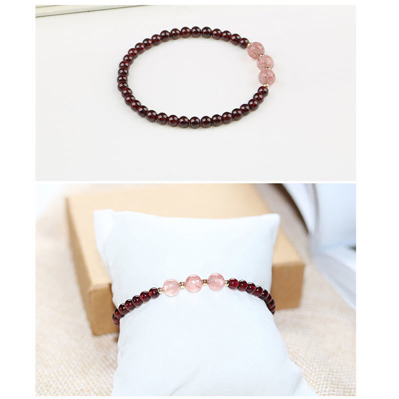 Natural Garnet Strawberry Quartz Calm Bracelet - Image 15