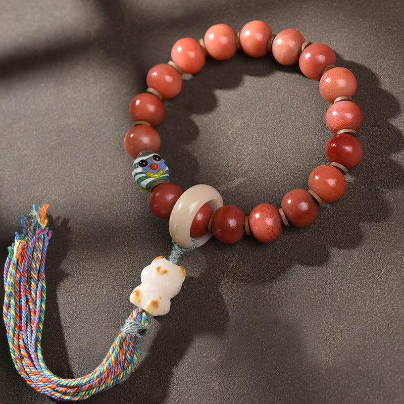 Tibetan Natural Camel Bone Dzi Bead Bodhi Seed Charm Luck Bracelet - Image 3