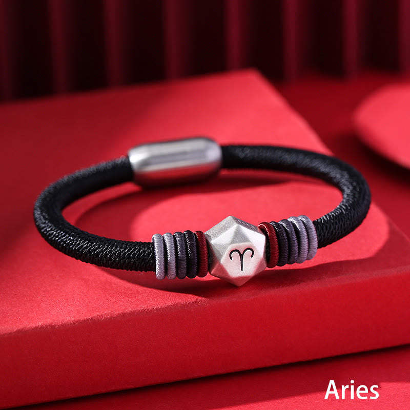 999 Sterling Silver 12 Constellations of the Zodiac Blessing Handmade String Bracelet - Image 3