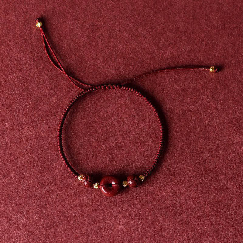 Handmade Lotus Cinnabar Peace Buckle Blessing Braid Bracelet - Image 8