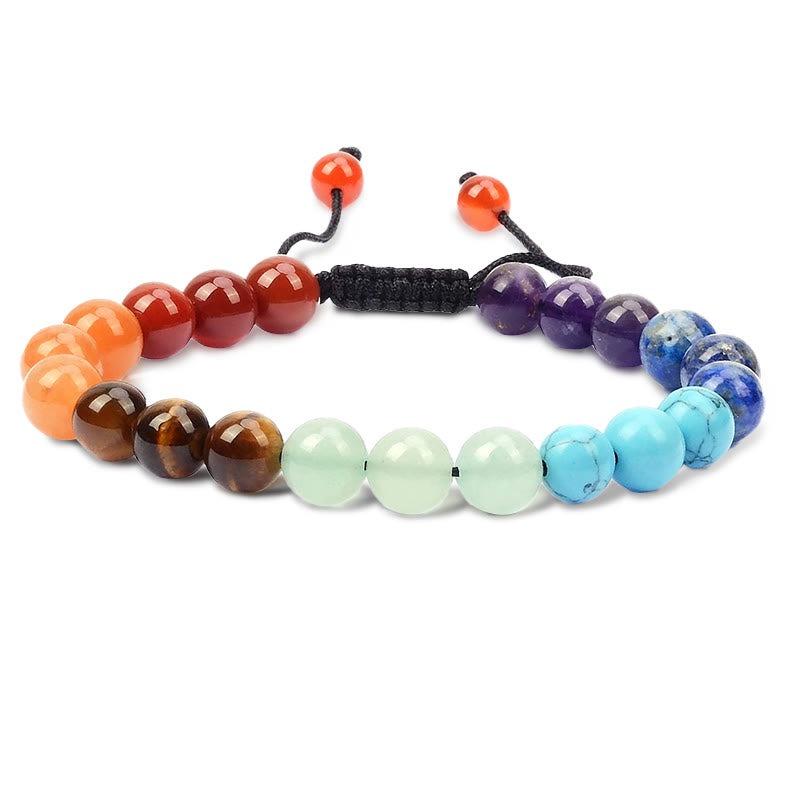 Natural Healing Power Gemstone Crystal Beads Unisex Adjustable Macrame Bracelet - Image 3