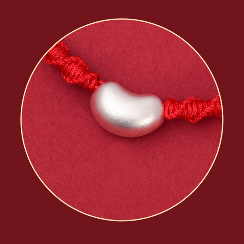 999 Sterling Silver Bean Design Luck Connection Handmade Braided Bracelet - Image 5