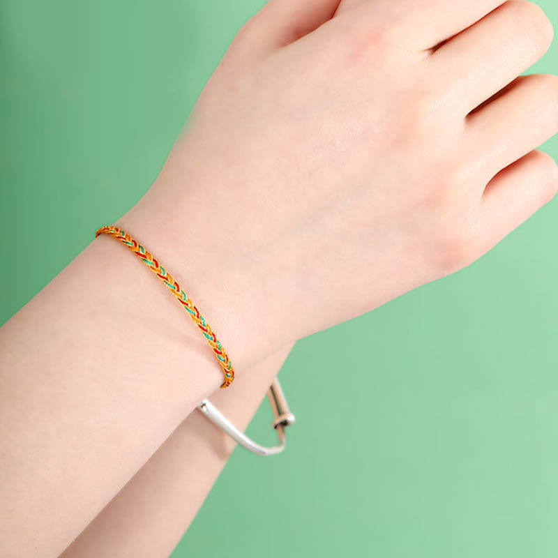 Handmade Multicolored Dragon Scale Pattern Braid String Bracelet - Image 12