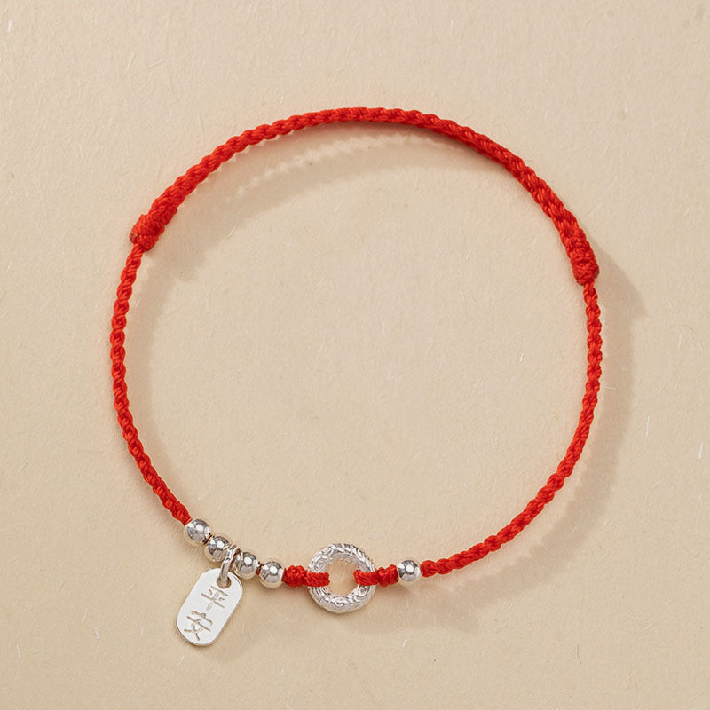 925 Sterling Silver Auspicious Clouds Peace Buckle Safe And Sound Bracelet Anklet - Image 8