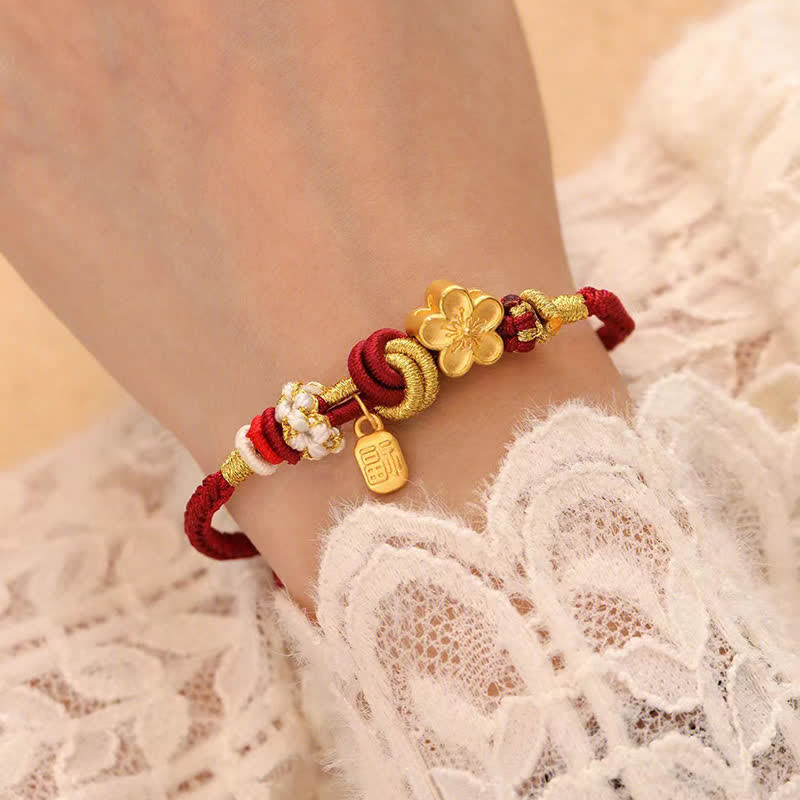Peach Blossom Happiness Charm Luck Red String Bracelet - Image 9