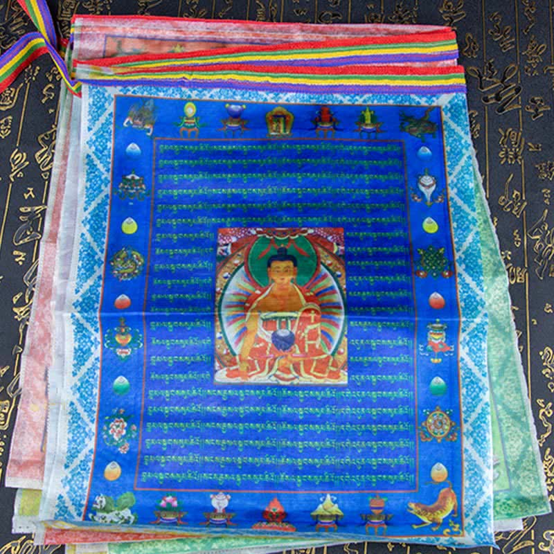 Tibetan 5 Colors Windhorse Buddha Tara Scriptures Healing Auspicious Outdoor Prayer Flag - Image 17