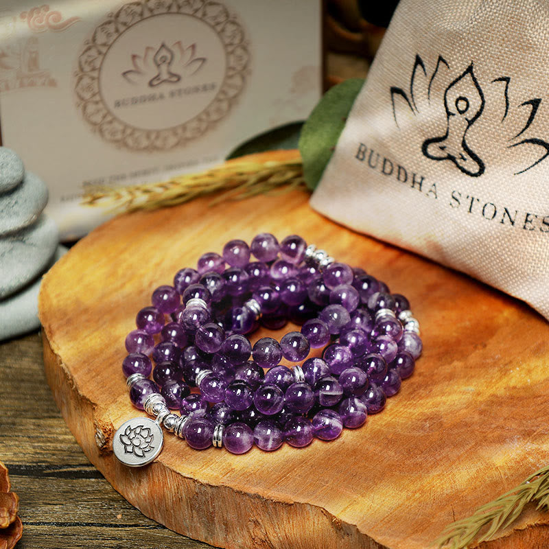 Natural Amethyst Purification Mala Bracelet - Image 4