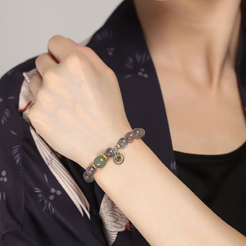 Chinese Zodiac Natal Buddha 925 Sterling Silver Natural Moonstone Hetian Jade Positive Bracelet - Image 6