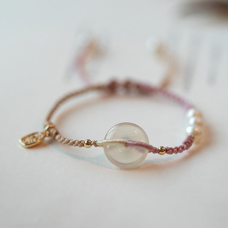 Chalcedony Round Peace Buckle Positive String Bracelet - Image 8