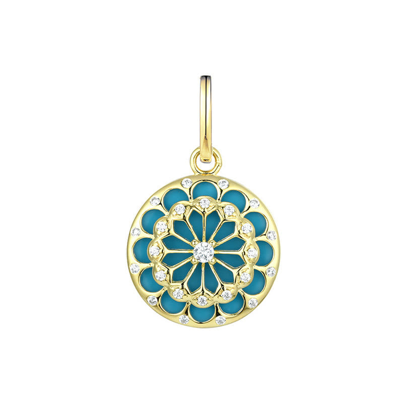 925 Sterling Silver Round Turquoise Zircon Protection Strength Necklace Pendant - Image 9