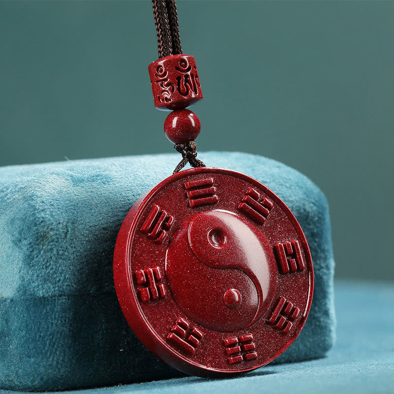 Cinnabar Yin Yang Bagua Blessing Necklace Pendant
