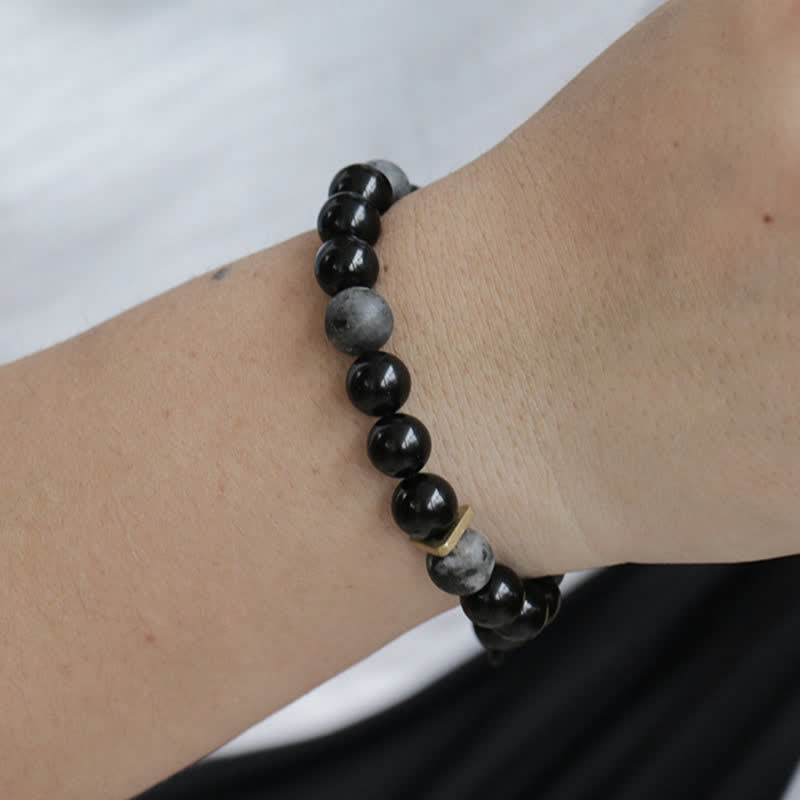 Black Obsidian Black Glitter Stone Purification Bracelet - Image 10