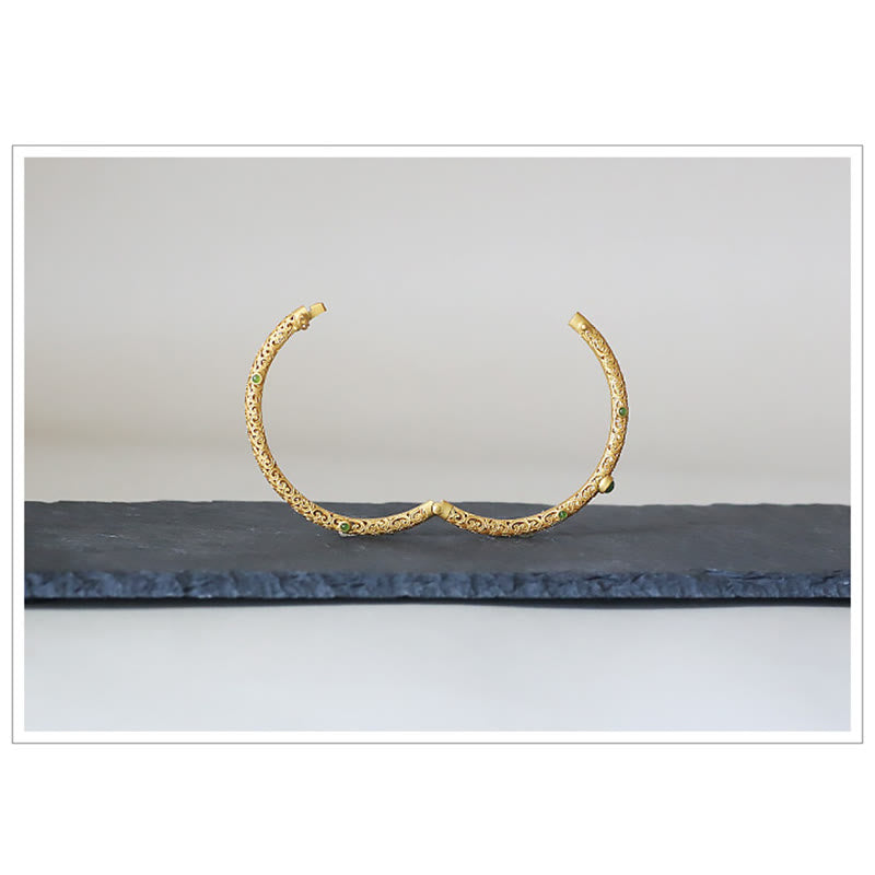 Cyan Jade Copper Auspicious Clouds Calm Healing Bracelet Bangle - Image 10