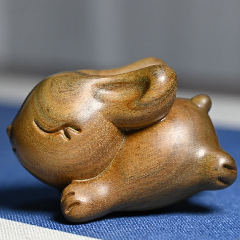 Green Sandalwood Small Mini Cute Rabbit Bunny Peace Decorations - Image 10