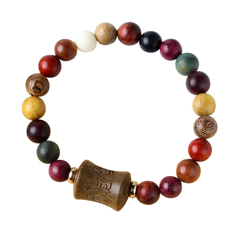 Tibet Multicolored Sandalwood Om Mani Padme Hum Protection Bracelet - Image 14