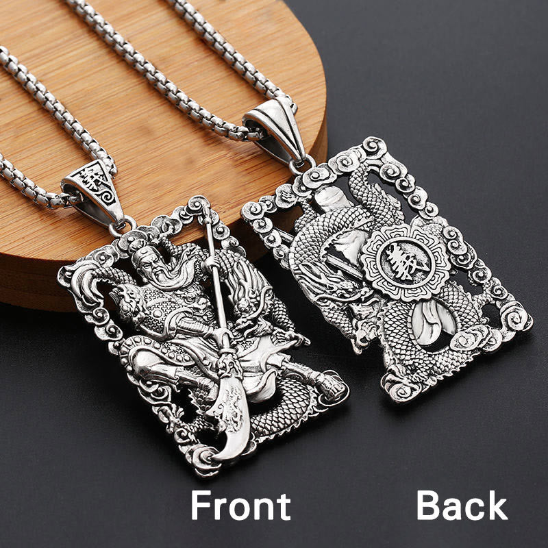 Guan Gong Dragon Auspicious Clouds Wealth Necklace Pendant - Image 4