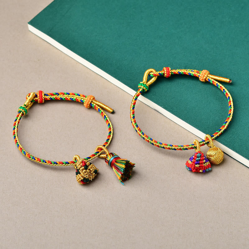 Colorful Rope Luck Handmade Zongzi Golden Ball Charm Bracelet - Image 21