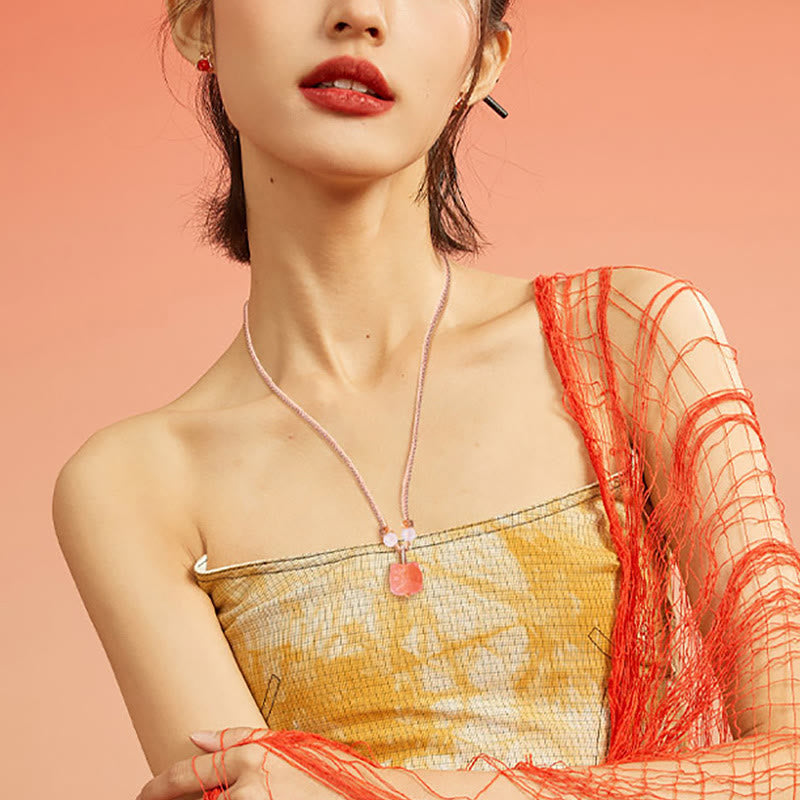 Natural Silver Sheen Obsidian Red Agate Dancing Lion Protection Necklace Pendant - Image 8