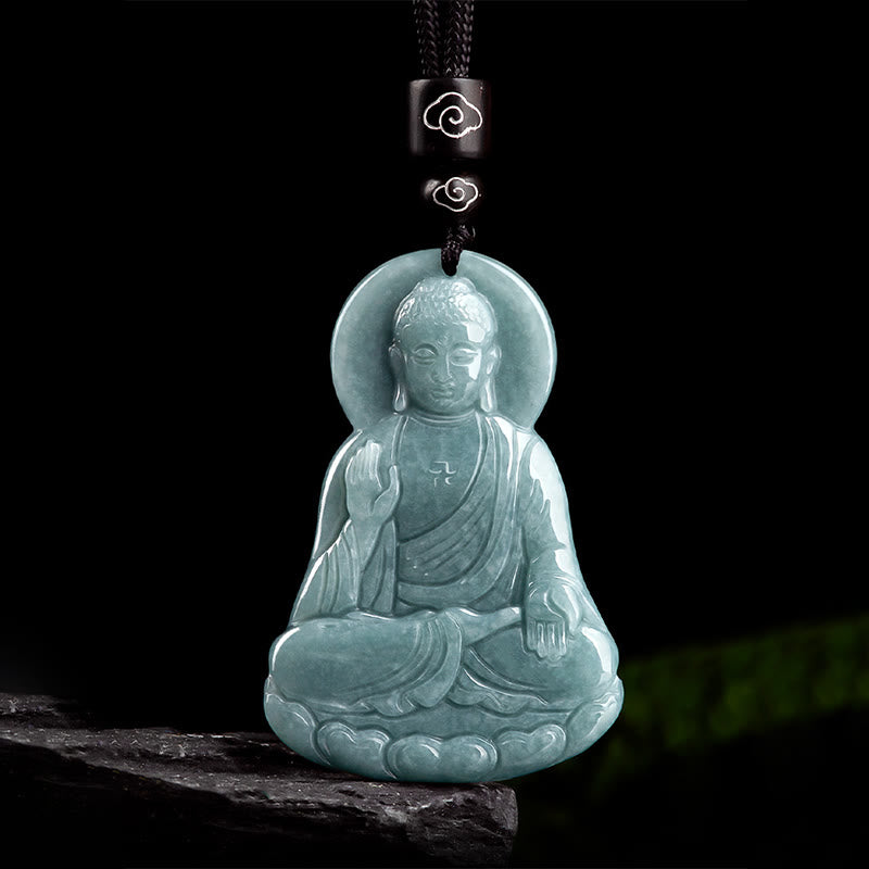 Amitabha Buddha Natural Jade Lotus Amulet Compassion String Necklace Pendant - Image 7
