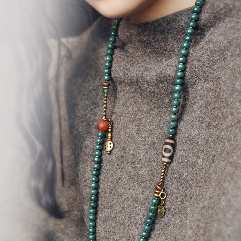 108 Mala Beads Bodhi Seed Dzi Bead Wisdom Bracelet - Image 5