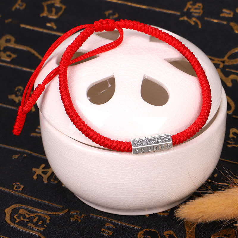 Om Mani Padme Hum Luck Protection Red String Bracelet - Image 4