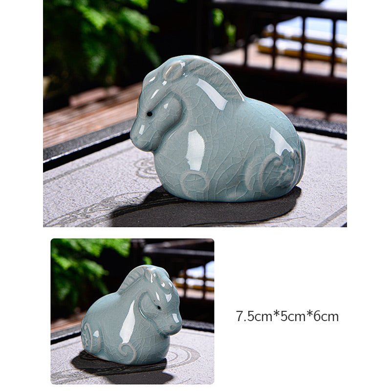 Chinese Zodiac Wealth Ceramic Tea Pet Home Figurine Decoration - Image 16