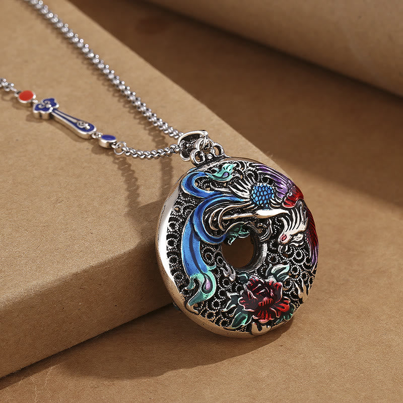 Phoenix Peony Flower Luck Protection Necklace Pendant - Image 3