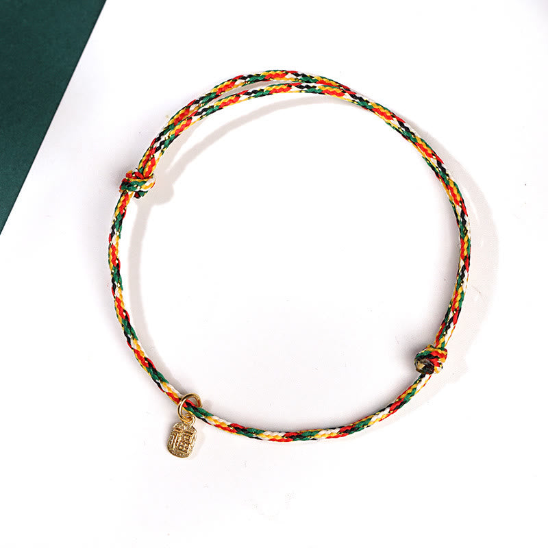 Auspicious Fu Character Peace And Joy Luck Handmade Multicolored Child Adult Bracelet - Image 5