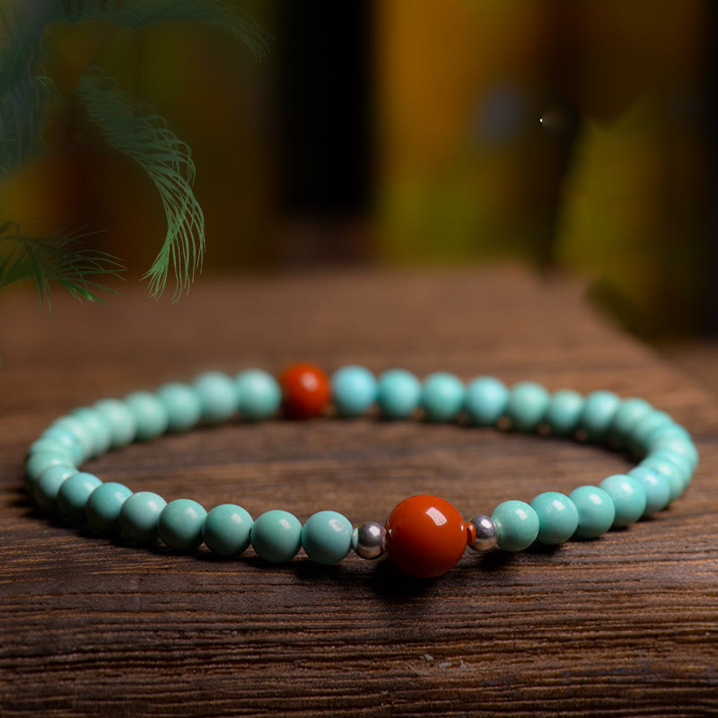 Turquoise Red Agate Bead Protection Bracelet
