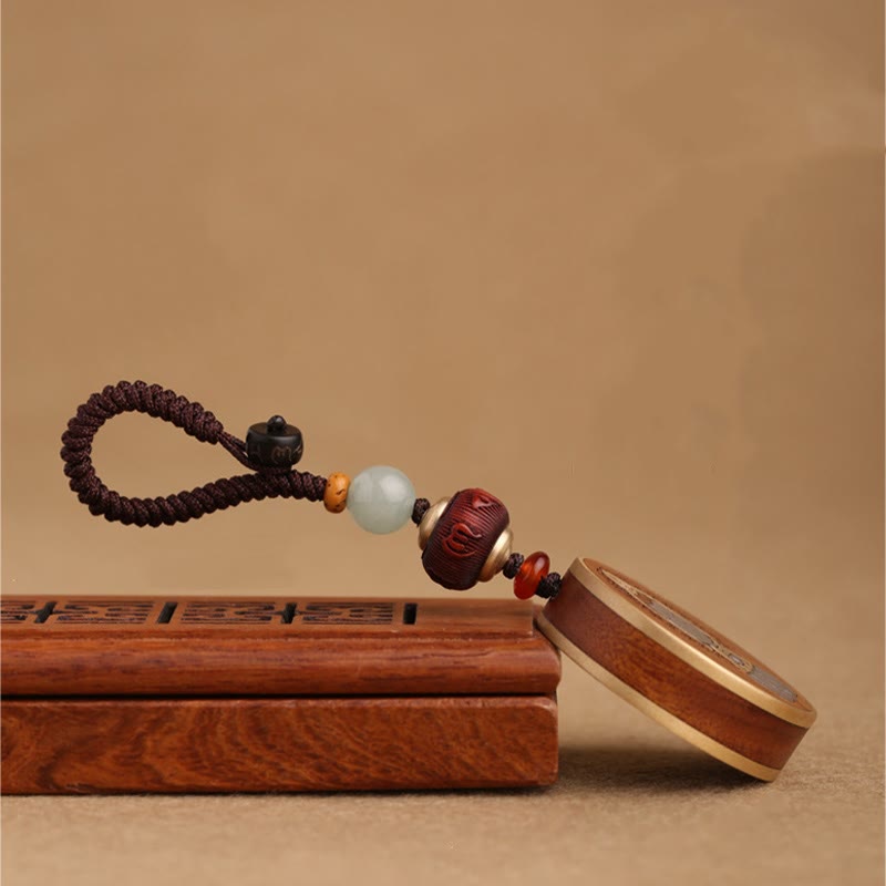 Ebony Wood Rosewood Buddha Avalokitesvara Om Mani Padme Hum Balance Car Key Chain Decoration - Image 21