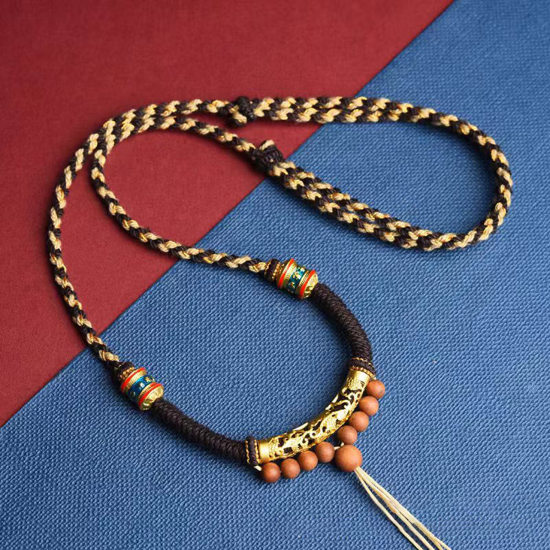 Tibetan Handmade King Kong Knot Om Mani Padme Hum Prayer Wheel String Necklace Pendant - Image 4