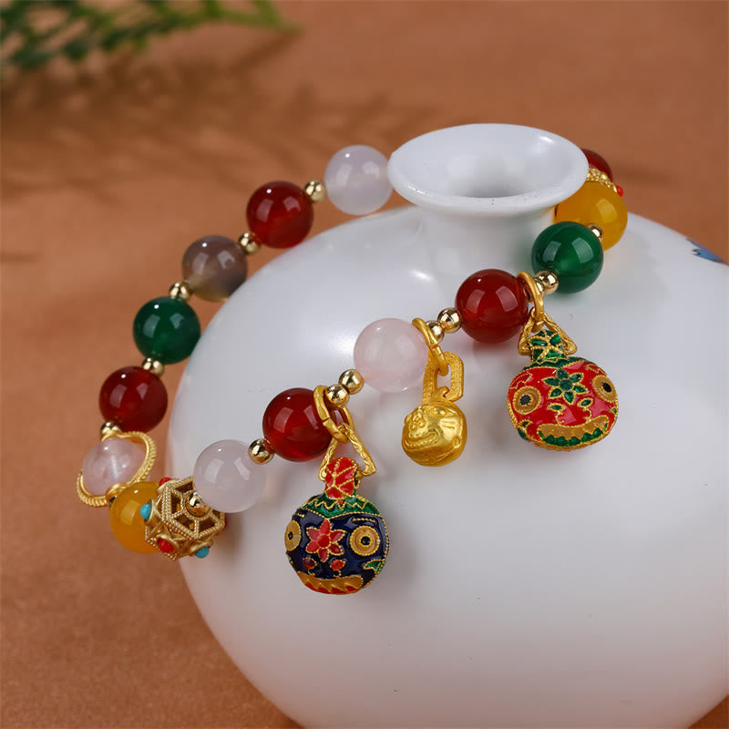 Gold Swallowing Beast Family Various Agate Crystal Success Bracelet - Image 3