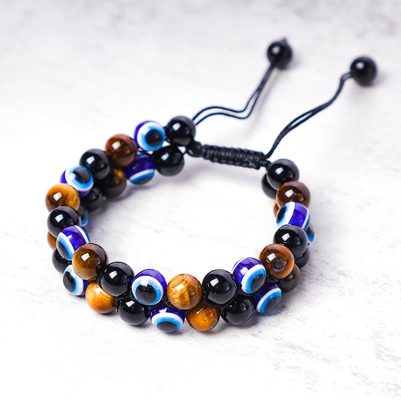 Evil Eye Hematite Tiger Eye Protection Beaded Bracelet - Image 10