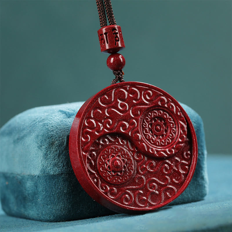 Cinnabar Yin Yang Keep Away Evil Spirits Necklace Pendant