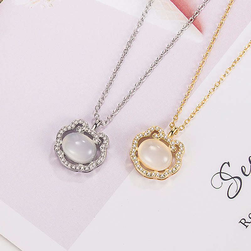 Chalcedony Lock of Good Wishes Positive Necklace Pendant