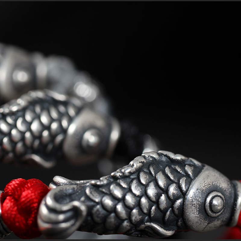 Silver Luck Koi Fish Braided String Bracelet - Image 8